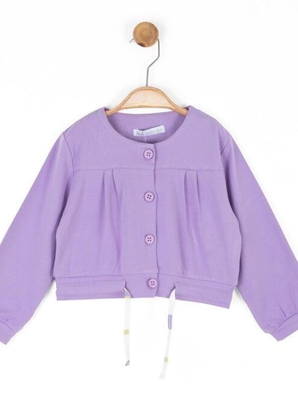 Kız Bebek Pamuklu Belden Büzgülü Düğmeli Hırka