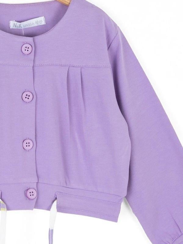 Kız Bebek Pamuklu Belden Büzgülü Düğmeli Hırka