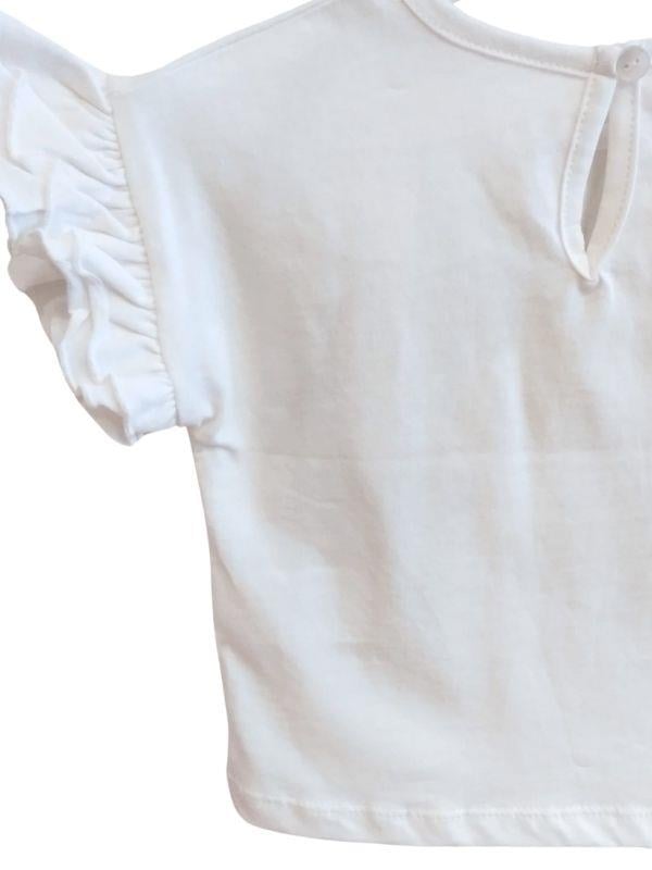 Kız Bebek  Pamuklu Çiçek Baskılı Kolları Fırfırlı Bluz