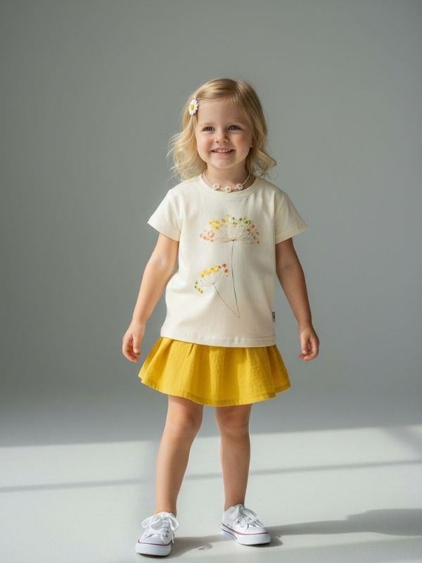 Kız Bebek Pamuklu Çiçek Desenli T-shirt