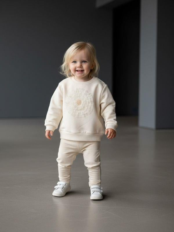 Kız Bebek Pamuklu Çiçek Detaylı Sweatshirt