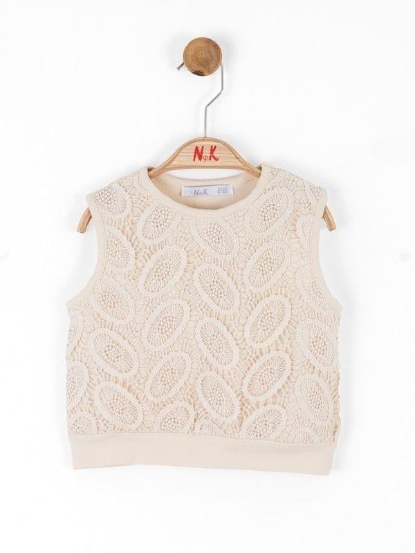 Kız Bebek Pamuklu Güpür Kumaş Bluz