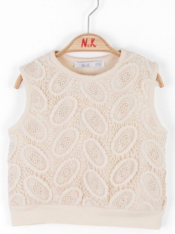 Kız Bebek Pamuklu Güpür Kumaş Bluz