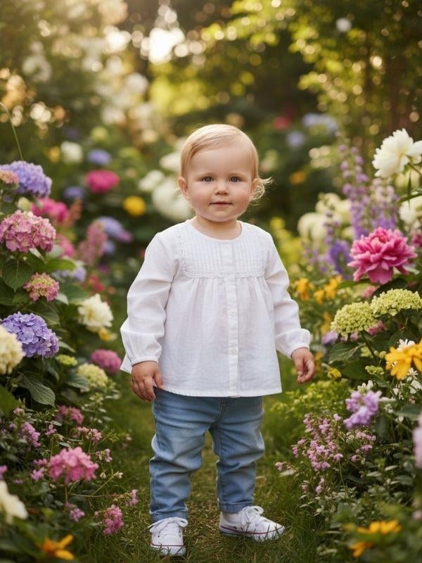 Kız Bebek Pamuklu Hakim Yaka Dokuma Gömlek