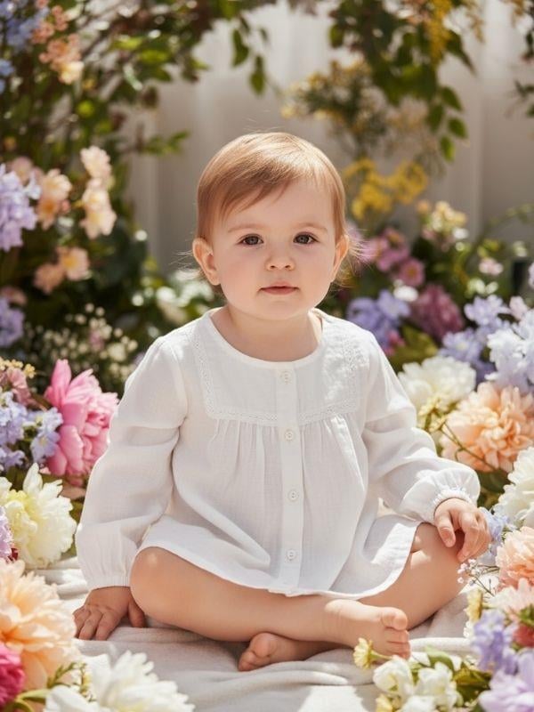 Kız Bebek Pamuklu Hakim Yaka Dokuma Gömlek