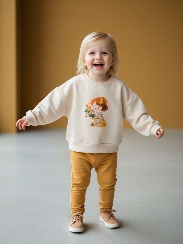 Kız Bebek Pamuklu İki İplik Baskılı Sweatshirt