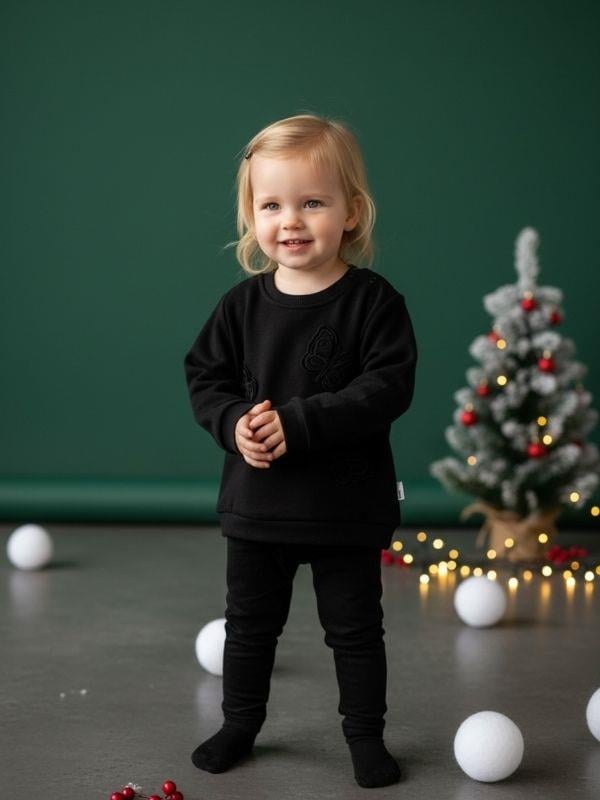 Kız Bebek Pamuklu Kelebek İşlemeli Sweatshirt