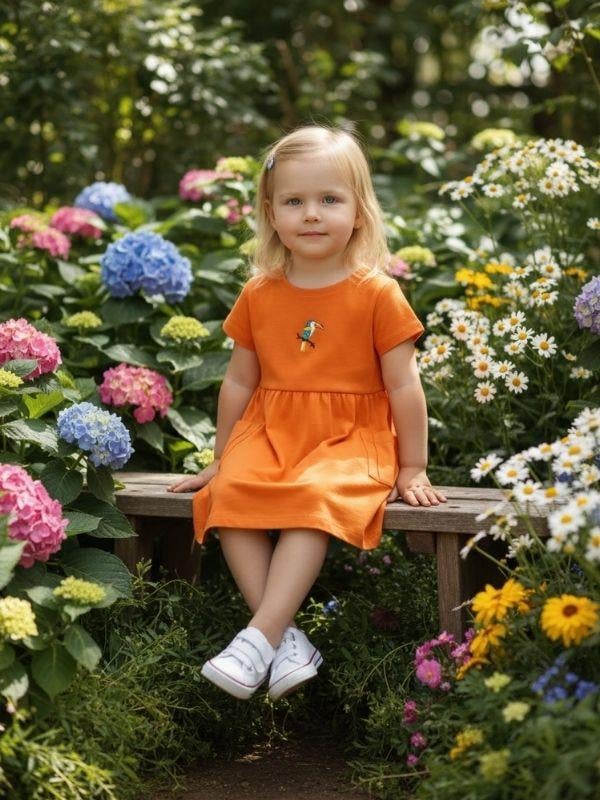 Kız Bebek Papağan Desenli Pamuklu Elbise