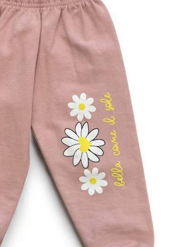 Kız Bebek Papatya Desenli Pamuklu Eşofman Takım