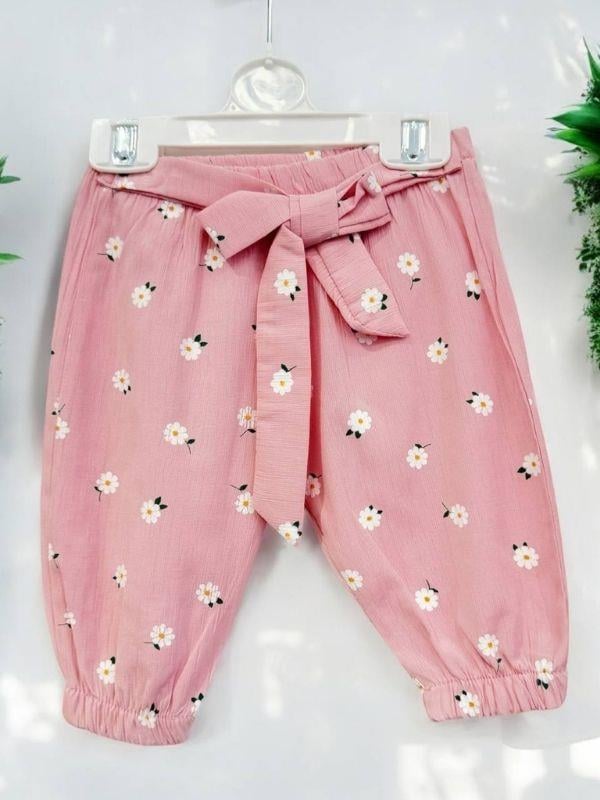 Kız Bebek Papatya Desenli Pantolonlu Takım