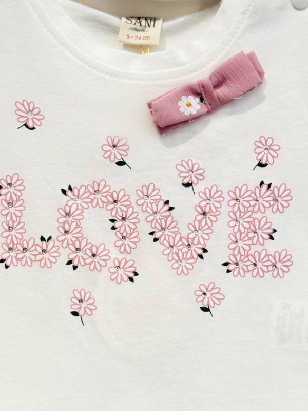 Kız Bebek Papatya Desenli Pantolonlu Takım