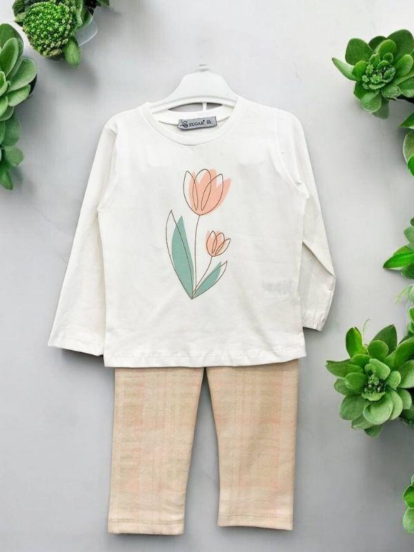 Kız Bebek Peluş Yelekli 3 lü Pantolonlu Takım