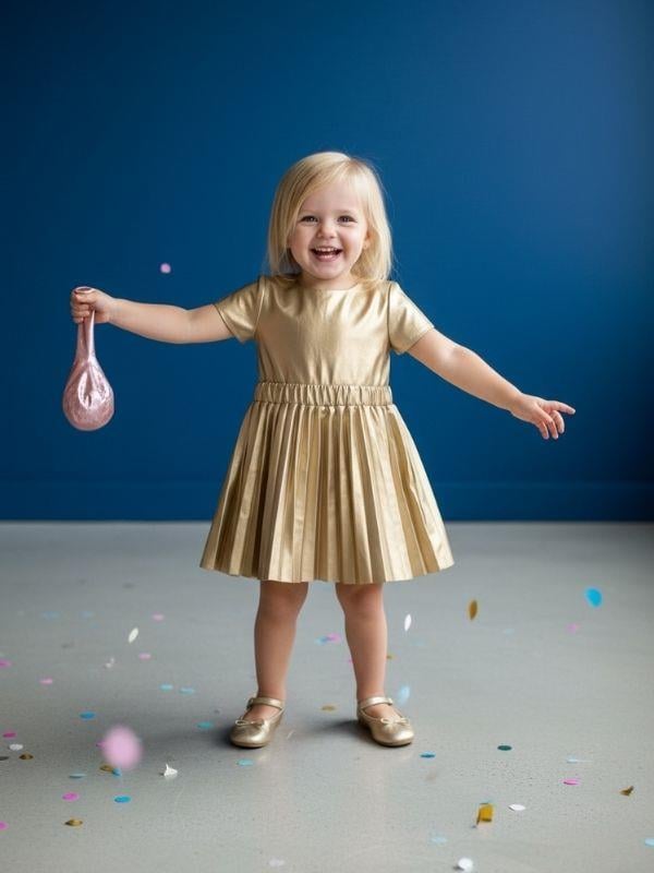 Kız Bebek Pileli Deri Etek