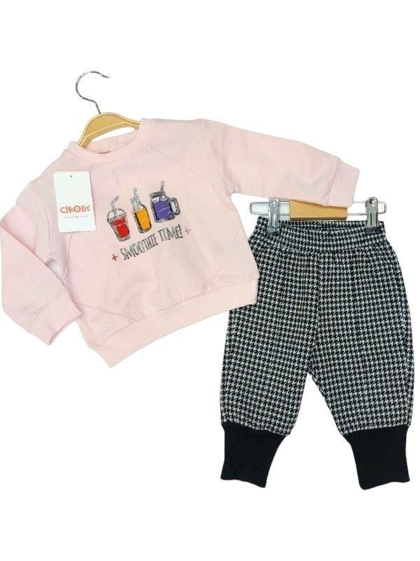 Kız Bebek Smoothie Sweat Pitikare Pantolonlu Takım
