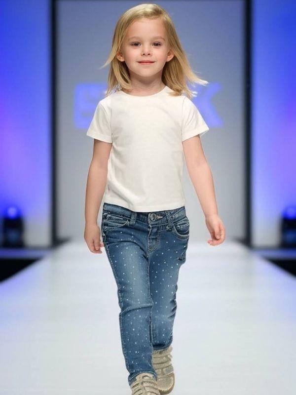 Kız Bebek Taş İşlemeli Esnek Kot Pantolon