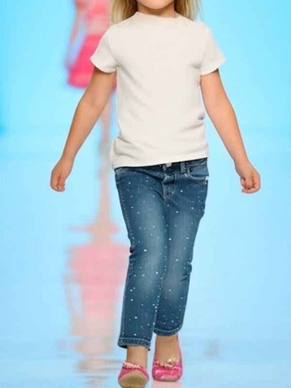 Kız Bebek Taş İşlemeli Esnek Kot Pantolon