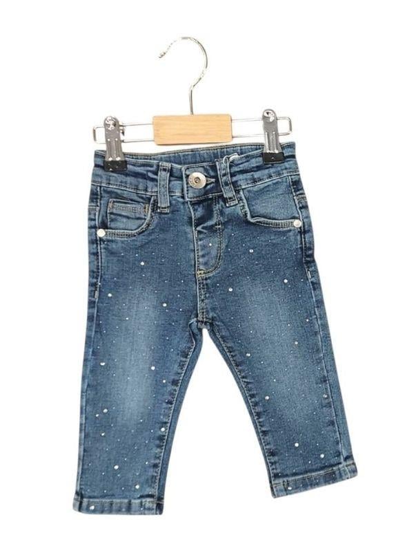 Kız Bebek Taş İşlemeli Esnek Kot Pantolon