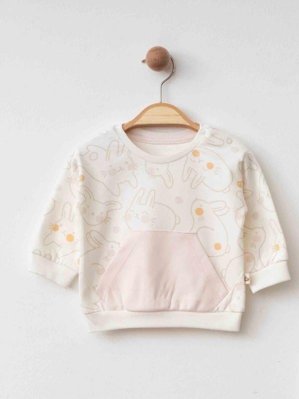 Kız Bebek Tavşan Baskılı Organik Eşofman Takım