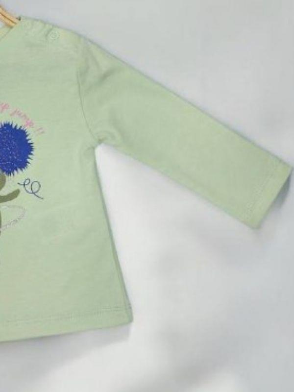 Kız Bebek Tavşan Baskılı Pamuklu İnce Uzun Kollu Bluz