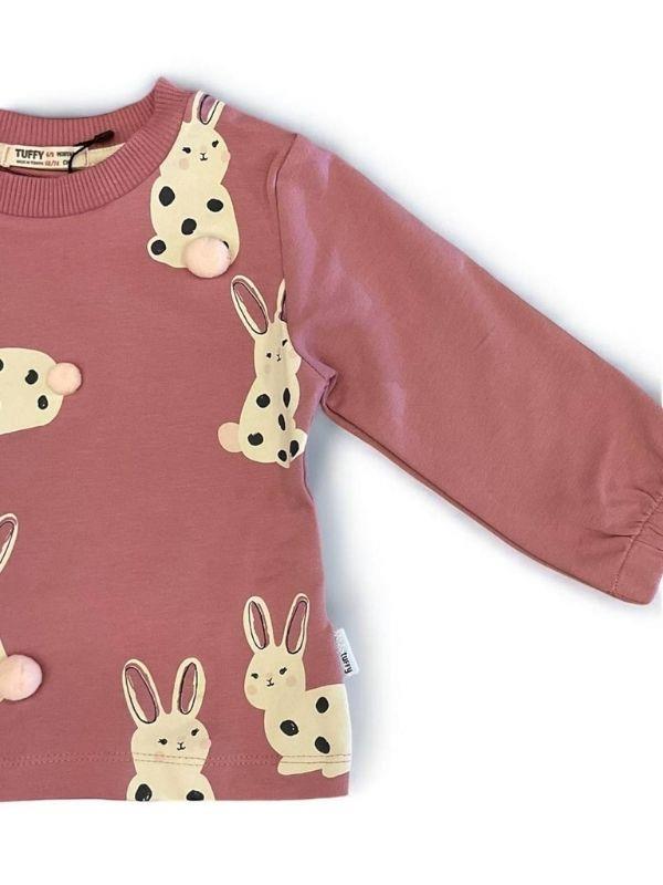 Kız Bebek Tavşan Baskılı Sweatshirt