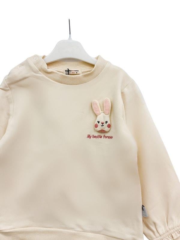 Kız Bebek Tavşan Baskılı Sweatshirt