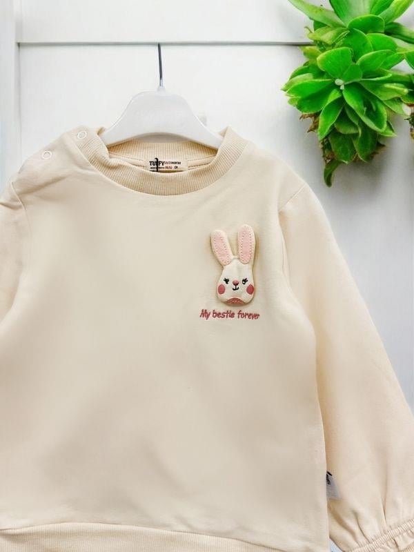 Kız Bebek Tavşan Baskılı Sweatshirt