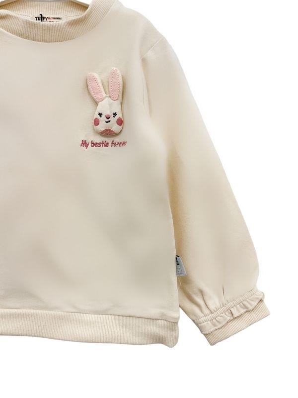 Kız Bebek Tavşan Baskılı Sweatshirt