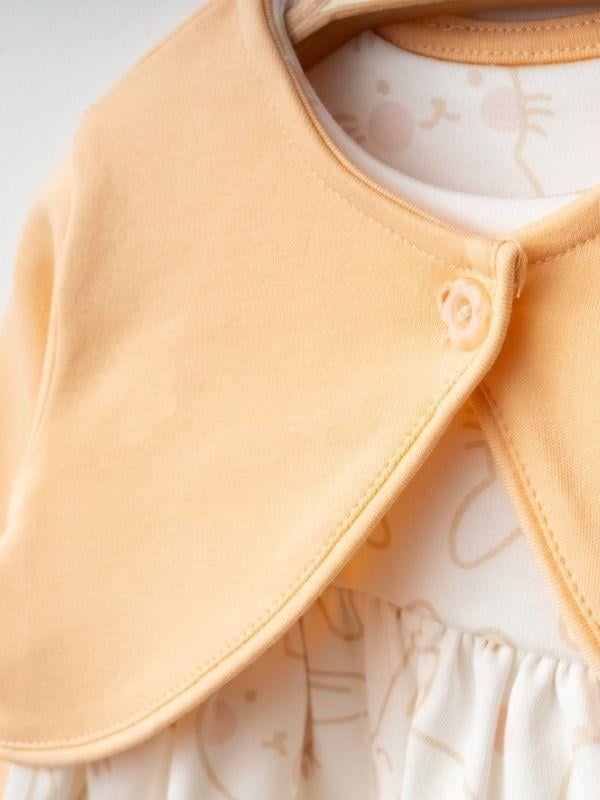 Kız Bebek Tavşan Desenli Organik Elbise ve Hırka Takımı