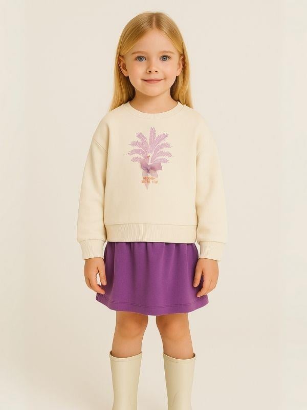 Kız Bebek Tavus Kuşu Desenli Sweatshirt