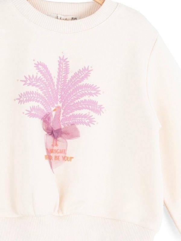 Kız Bebek Tavus Kuşu Desenli Sweatshirt