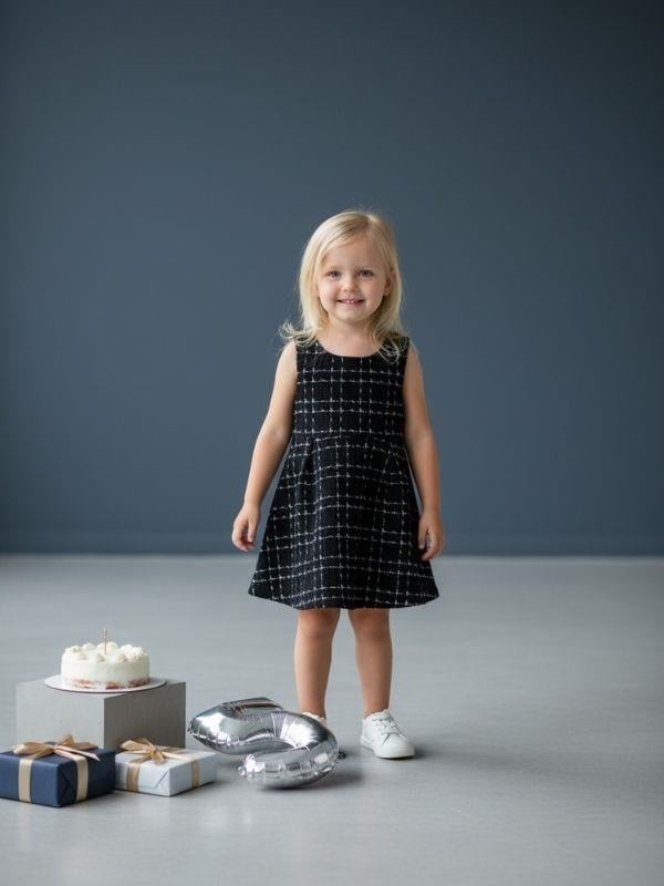 Kız Bebek Tüvit Kumaş Kolsuz Elbise