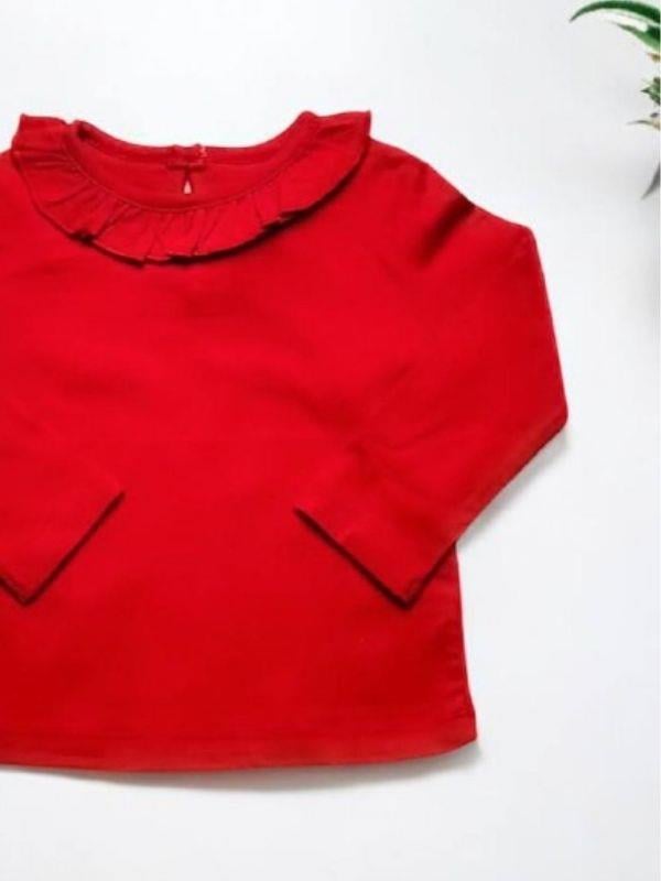 Kız Bebek Yakası Fırfırlı Kırmızı Bluz