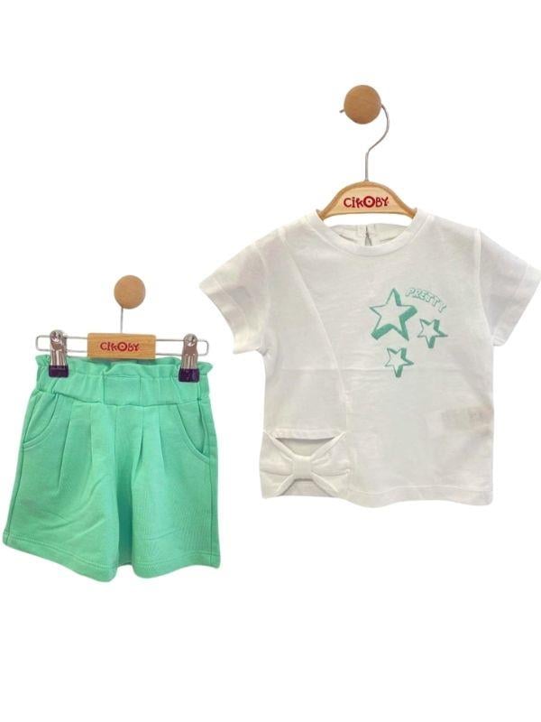 Kız Bebek Yıldız Baskılı Şortlu Takım