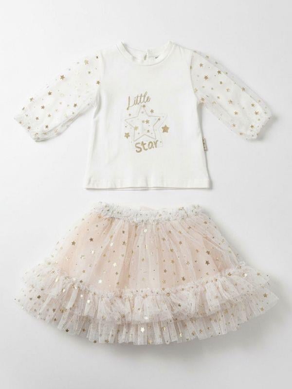 Kız Bebek Yıldız Desenli Tütü Etekli Takım