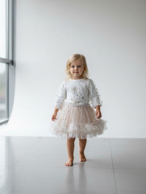 Kız Bebek Yıldız Desenli Tütü Etekli Takım