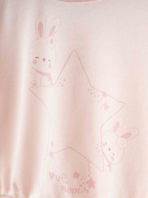 Kız Bebek Yıldız Tavşan Baskılı Organik Eşofman Takım