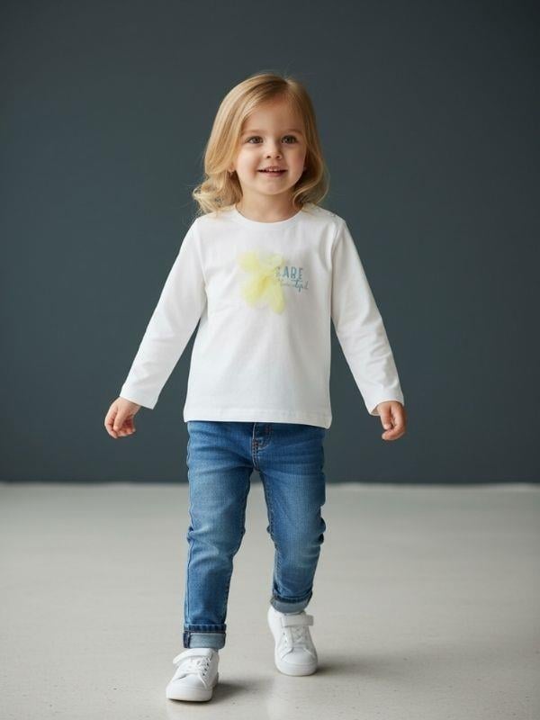 Kız Bebek You Are Beautiful Yazılı İnce Uzun Kollu T-shirt