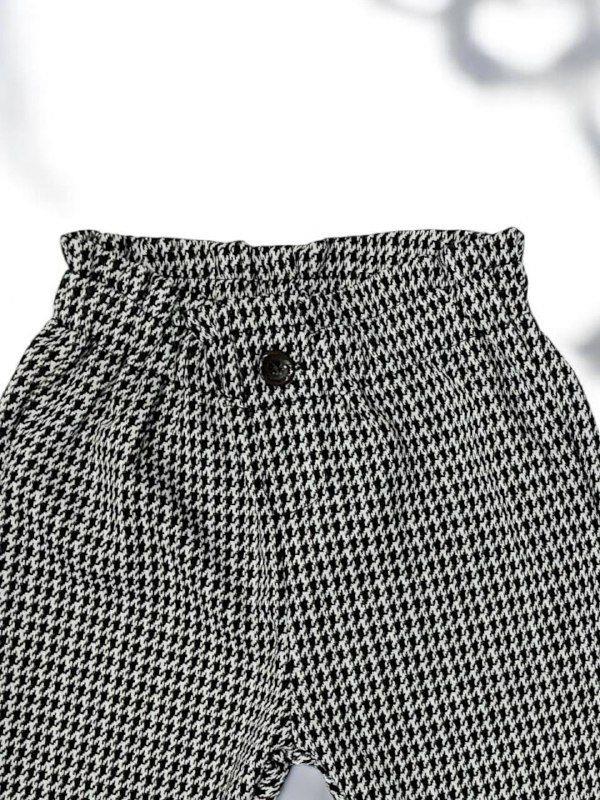 Kız Bebek Yüksek Bel Kazayağı Desenli Pantolon