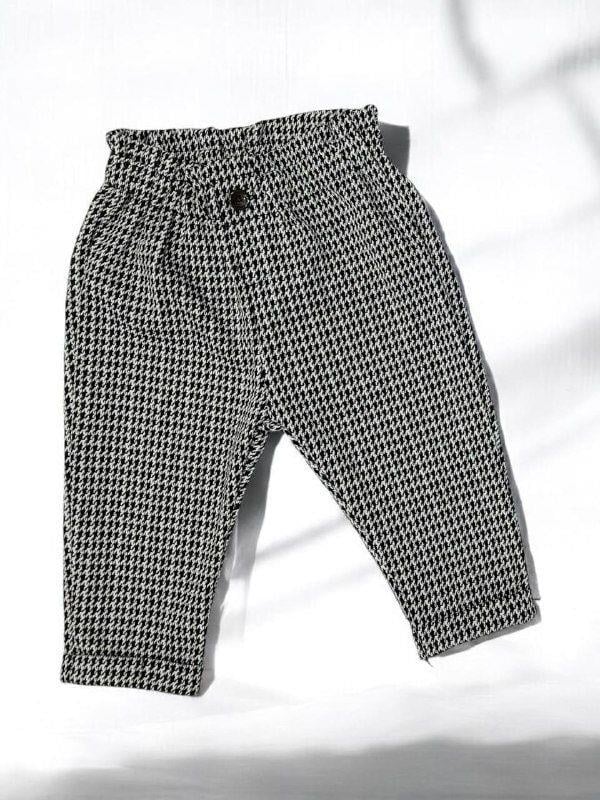 Kız Bebek Yüksek Bel Kazayağı Desenli Pantolon