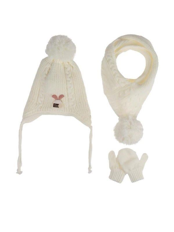 Kız Çocuk 0-18 Ay Arası Tüylenmeye Dayanıklı Polar Atkı Bere Eldiven Takım