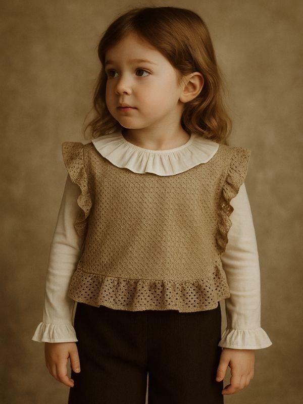 Kız Çocuk 3'Lü Süveter Gömlek Pantolonlu Takım