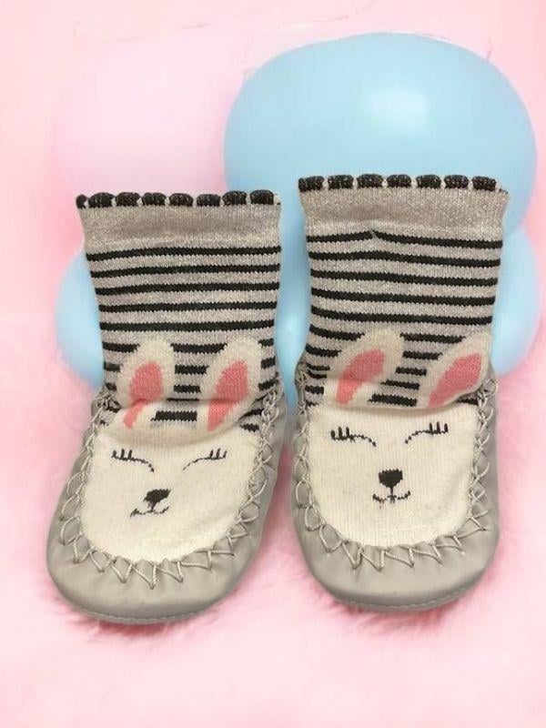 Kız Çocuk Altı Kaydırmazlı Hayvan Figürlü Ev Kreş Çorabı