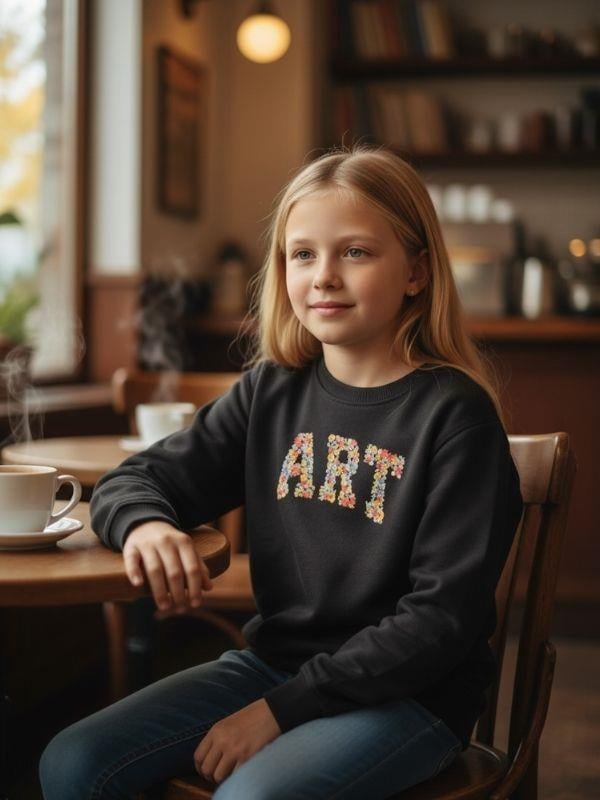 Kız Çocuk Art Yazılı Sweatshirt