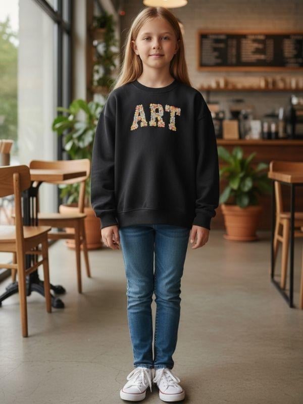 Kız Çocuk Art Yazılı Sweatshirt