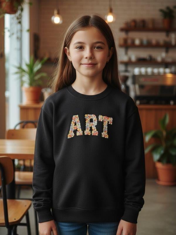 Kız Çocuk Art Yazılı Sweatshirt
