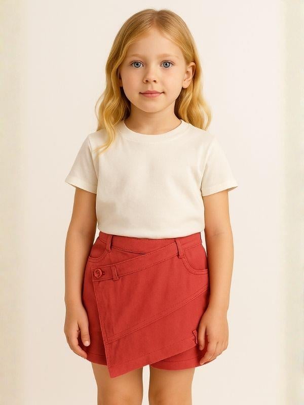 Kız Çocuk Asimetrik Denim Şort Etek