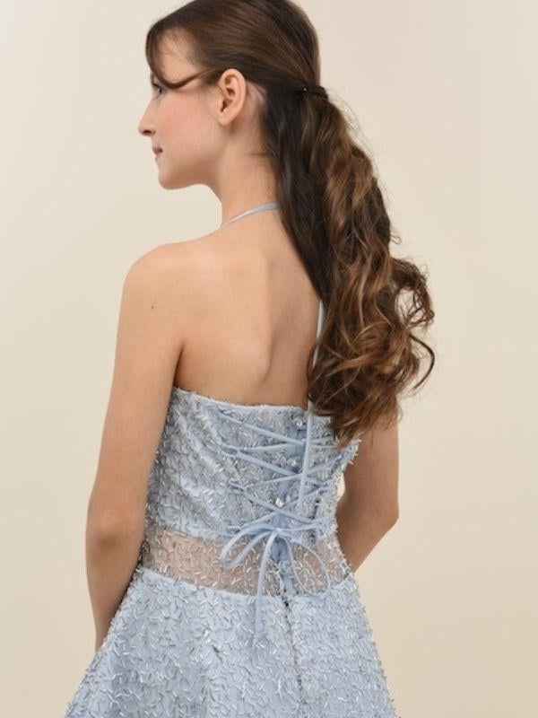 Kız Çocuk Askılı Boncuk İşlemeli Tül Detaylı Tasarım Abiye Elbise