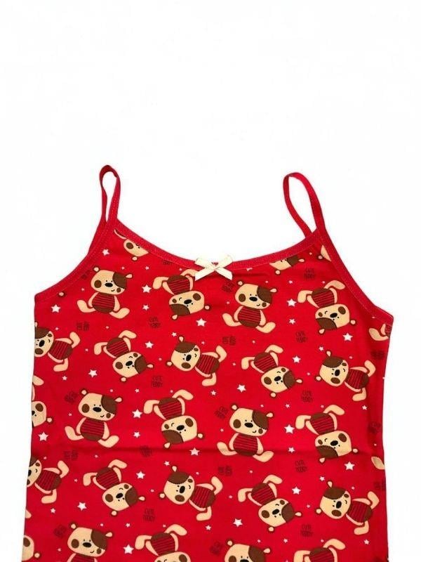 Kız Çocuk Askılı Desenli Atlet