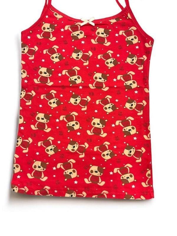 Kız Çocuk Askılı Desenli Atlet