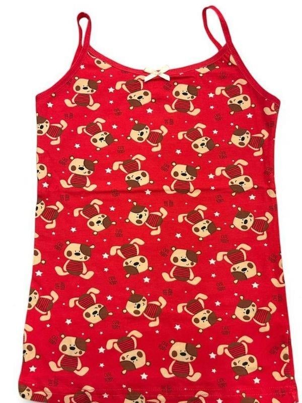 Kız Çocuk Askılı Desenli Atlet